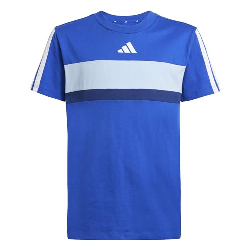 Adidas Unisex Kinder Seasonal Essentials TIBERIO 3 Stripes T-Shirt, Team Royal Blue/Core White, 13-14 Years