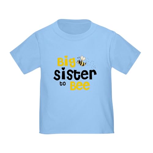 CafePress Big Sister to Bee Toddler T Shirt Toddler Graphic Tee, 100% Cotton Baby Blue