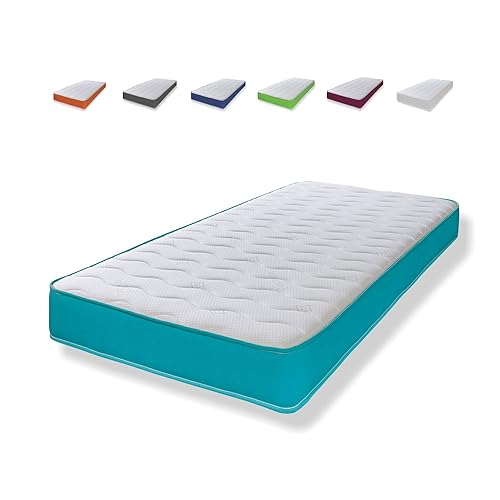 eXtreme comfort ltd Cooltouch Colours Teal Small Single Mattress - 75x190cm, 18cm deep. Memory Foam and Coil Spring Hybrid, Plush Comfort, UK Made Mattress in a Box