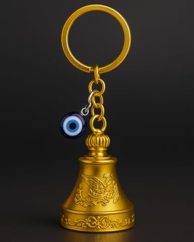 Image of Tiny Tim Guardian Bell with Evil Eye Charm - Protective Motorcycle & Car Accessory - Tibetan-Inspired Design - Wards Off Negative Energy - Ideal Gift for Bikers & Travelers