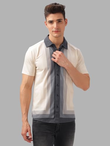 Image of BULLMER Trendy Regular Fit Printed Causal Half Sleeve Shirt for Men