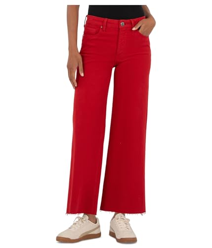 KUT from the Kloth Women's Meg High-Rise Fab Ab Wide Leg Raw Hem