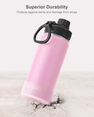 Image of koodee Insulated Water Bottle, 32 oz Stainless Steel Double Wall Vacuum Wide Mouth Sport Bottle with Leakproof Spout Lid (Pink)