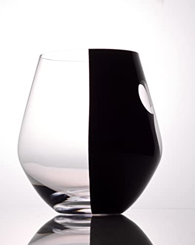 Image of JoyJolt Disney Luxury Mickey Mouse Stemless Wine Glasses Set. 2x European Crystal Glass Drinking Glasses. Premium Xmas Stuff, Gifts and Cups. 20oz Black Wine Glass, Disney Wine Glass