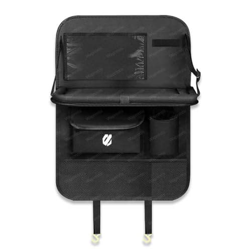 アルファード 車用シートバック収納バッグ アルファード 20系 30系 40系 車用シート背面保護マット 多機能折りたたみテーブル付き 大容量 後部座席用 車内整理ポケット 車シートアクセサリー(1個 ブラック)