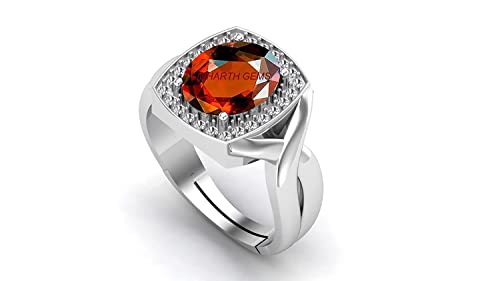 Bague Gomed en grenat hessonite naturel bague astrologique réglable en argent AMZ2614