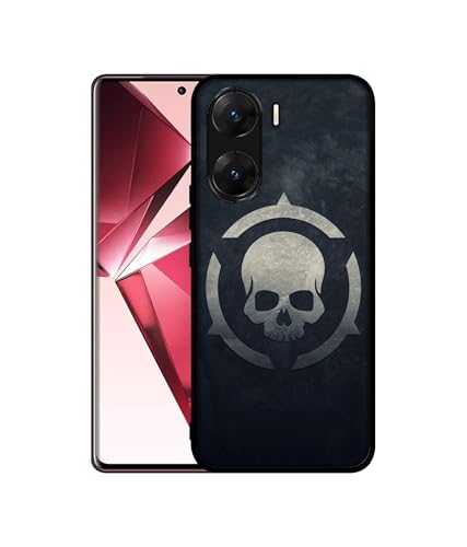 Image of Skull Pattern Print Design Premium 2D Printed Metal Back Case Cover for Vivo V29E 5G