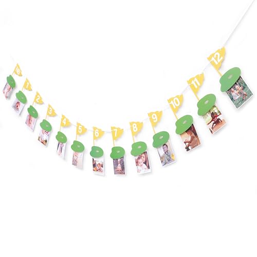 Image of Golf 12 Monthly Photo Banner - Hole In One Milestone Banner, Newborn to 12 Months, Yellow
