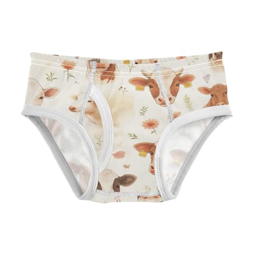 KLL Brown and White Cow Pattern Baby Boys Soft Athletic Underwear Cute Children Undies