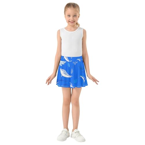 Toddler Tennis Skirts Cute Whales Blue Athletic Shorts for Girls Skorts Cheer Butterfly 4t3