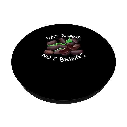 Veganuary Eat Beans Not Beings, World vegan Month Vegetarian PopSockets Swappable PopGrip, Black - Image 2