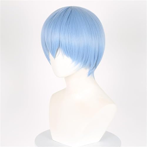 SisiruKou Short Anime Cosplay wig ice blue for Men's and Women's wig Halloween Costume Party Synthetic Wig
