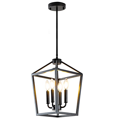 Bulbeats Pendant Light Fixtures,4-Light E12 Led Bulbs Dining Room Chandelier Ceiling Mount,Adjustable Height Lantern Ceiling Light For Entryway/Kitchen/Dinning Hall/Bedroom cover