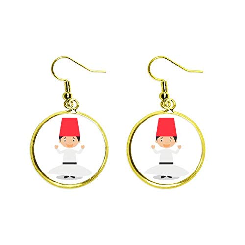 Pendientes dorados colgantes derviche blanco, el detalle perfecto para regalar