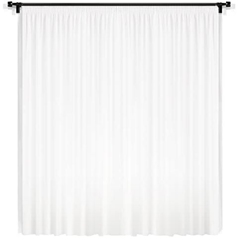 Gardinen Halbtransparent Vorhang Weiß mit Bleiband und Kräuselband Gardinen Stores Gardinenschals für Wohnzimmer Schlafzimmer Esszimmer Kinderzimmer Hotelzimmer… ) Cover