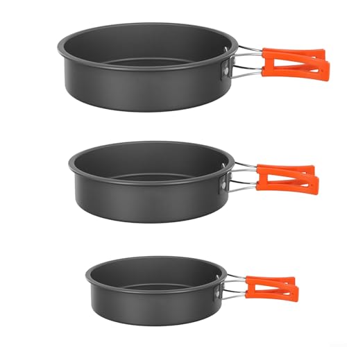 Poêle à frire de camping légère et antiadhésive avec poignée pliable pour camping en plein air, pique-nique,...