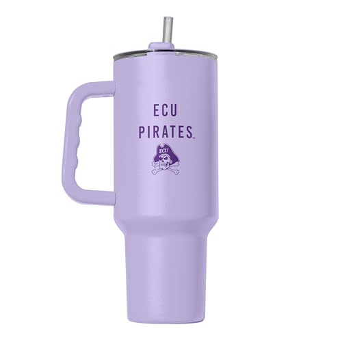 Image of Logo Brands NCAA East Carolina Pirates Lavender 40 oz Tumbler with Handle - Stylish Everyday Use Powder Coated-Stainless Steel with Straw- Keeps Cold For Hours