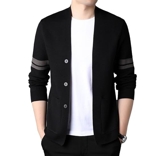 Mens Open Front Cardigan Sweater Long Sleeve Button Down Sweaters with Pockets Casual Lightweight Knitted Sweater