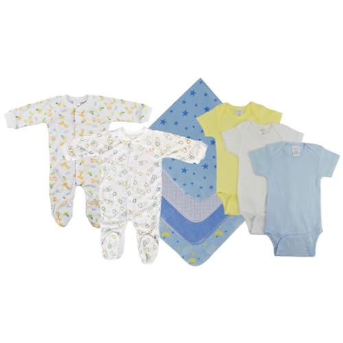 Bambini NC-0528NB Baby Boy 9 Piece Layette Sets White & Blue - Newborn