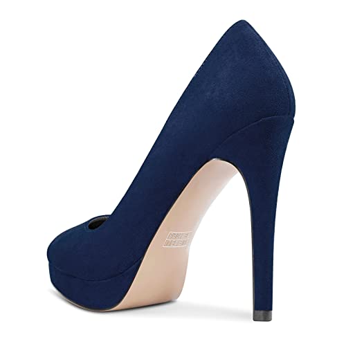 DearOnly Womens Platform Pumps Round Closed Toe Slip On Stiletto High Heel Suede Dress Shoes Bridal Wedding Office 5 Inch3