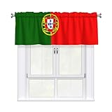 RRKDOY Textildruck-Vorhänge mit portugiesischer Flagge, geeignet für Wohnzimmer, Küche, Schlafzimmer, Kinderzimmer, Fensterdekoration, Verdunkelungsvorhangkopf, 132,1 x 45,7 cm