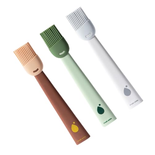 POPETPOP 3Pcs Silicone Oil Basting Brushes Cooking Pastry Brush for Grilling Bbq Baking Ergonomic Handle for Easy Use Food Grade Silicone Brush Tool