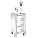 Bonnlo 3-Drawer Mirrored Nightstand End Table Bedside Table for Bedroom, Living Room, Silver, 11.7