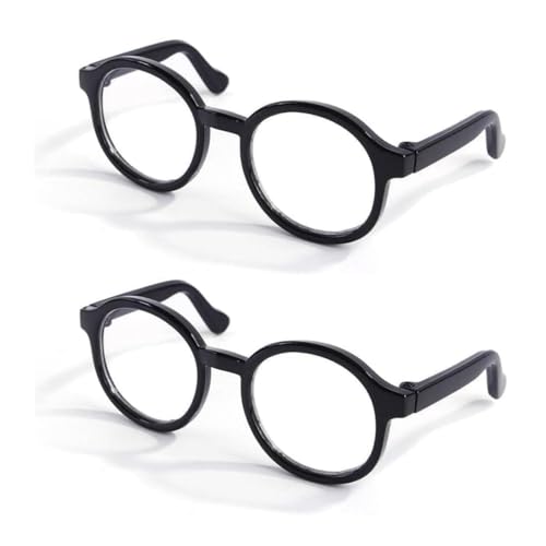 2 gafas de nerd, gafas negras para mascotas, lentes transparentes, retro, accesorios para fotos, gafas de sol transparentes para gatos y perros pequeños, disfraz de cosplay