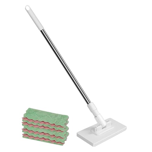 YCEZW - Serpillera de limpieza para cocina, fregona sin lavado con 4 toallitas reutilizables, pinza extraíble accesorio para el hogar para suelos duros, pelo de animales