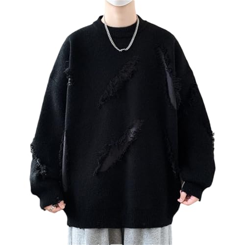 Mens Winter Round Neck Long-Sleeved Knitted Pullover Sweaters Casual Loose Sweater