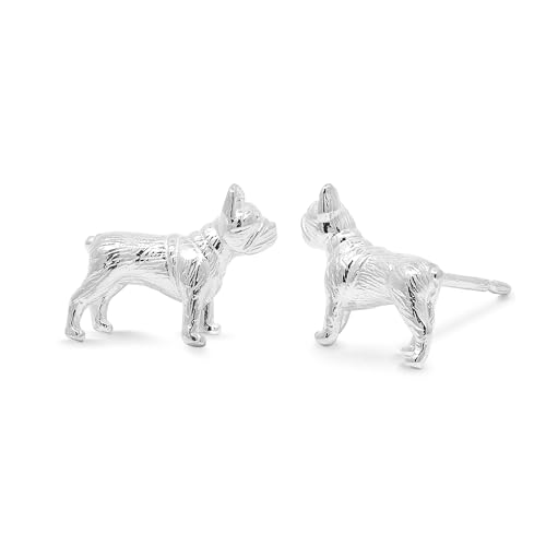 Boma Jewelry Sterling Silver French Bulldog Frenchie Dog Stud Earrings