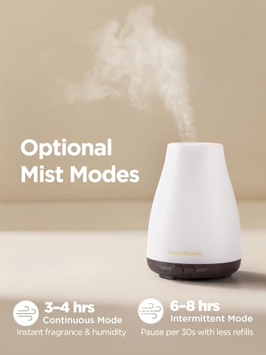 Image of InnoGear Essential Oil Diffuser, Ultrasonic Diffusers for Home Aromatherapy Humidifier for Bedroom Room 7 Colors LED 2 Mist Mode Auto Off, Brown Base