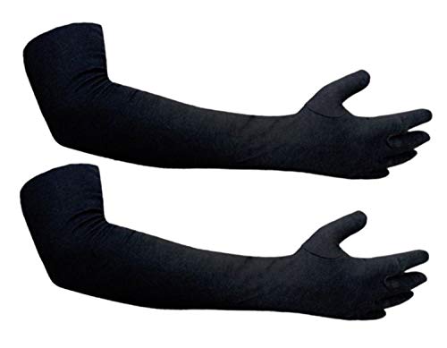 Image of Kuber Industries Men's & Women's Cotton Full Hand Summer Gloves for Protection from Sun Burn /Heat /Pollution (Pack of - 1 Pairs, Black) - CTSTC46471