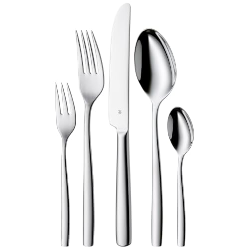WMF Palma Besteck Set 12 Personen, Essbesteck 60 teilig, Monobloc-Messer, Edelstahl Hochglanz Poliert, Glänzend, Spülmaschinenfest, hochwertige Besteckkassette