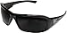 Edge XB116-S Brazeau Wrap-Around Safety Glasses, Anti-Scratch, Non-Slip, UV 400, Military Grade, ANSI/ISEA & MCEPS Compliant, 5.04" Wide, Black & Gray Winged Skull Frame/Smoke Lens