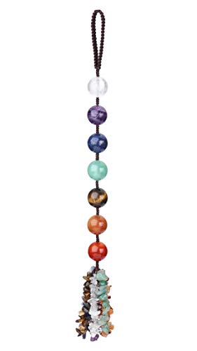 VadiForest 7 Chakra Stones Reiki Healing Crystals Hanging Ornament Bead Ball Natural Gemstones Tassels Home Car Decoration Wall Hanger Indoor Decor for Good Luck Yoga Spiritual Meditation
