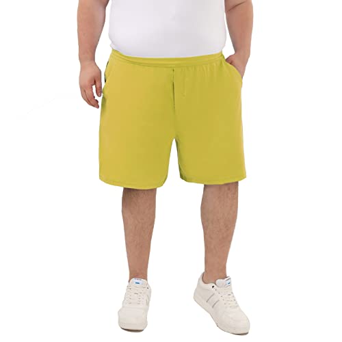 Rosemmetti 7 Inch Men's Athletic Shorts Big And Tall Dry Fit Running Sports Gym Workout Shorts With Zipper Pockets(2203918 Yellow/3Xlb) #TOP3