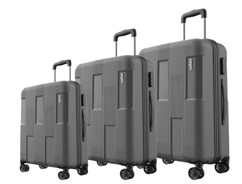 Image of Safari Club 8 Wheels, 5 Years International Warranty (Cabin & Check-in) Polyproplyene Trolley Spinner Luggage Set of 3, 55Cm, 65Cm & 75Cm, Small, Medium, Large (Dark Grey)