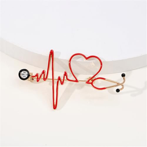 Image of coadipress Stethoscope Brooch Pins for Nurses Doctors Personality Enamel Nurse Medicine Stethoscope Heartbeat Brooches Backpack Clothing Fashion Accessories Jewelry