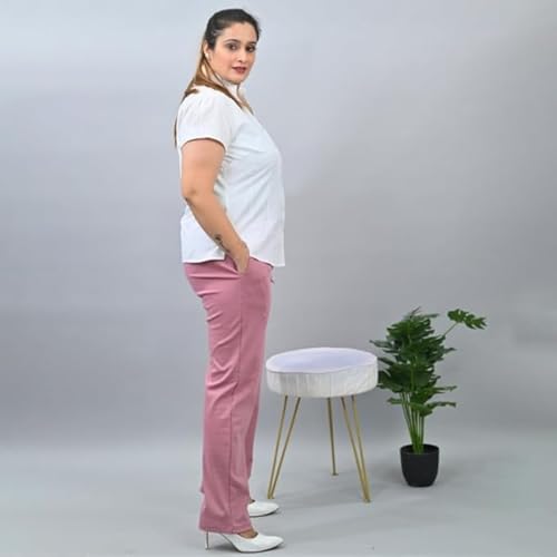 Image of Fashion Plus PlointTrandy Textured Trousers for Women | Women Loose Fit Trousers | Women's High-Waisted Pant | Women Trousers Pants | Korean