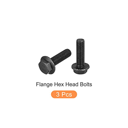 Image of METALLIXITY Flanged Hex Head Bolts (M12x40mm) 3pcs, Hexagon Serrated Flange Bolt Fully Thread Screw - for House Construction Hardware Fasteners