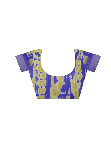 Image of Satrani Women's Linen Printed & Zari Border Ready To Wear One Minute Pre Pleated Readymade Saree with Unstitched Blouse Piece