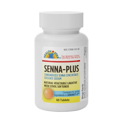 GeriCare Senna Plus Natural Vegetable Laxative with Stool Softener Docusate Sodium 50mg Sennosides 8.6mg 60 Count (Pack of 1)