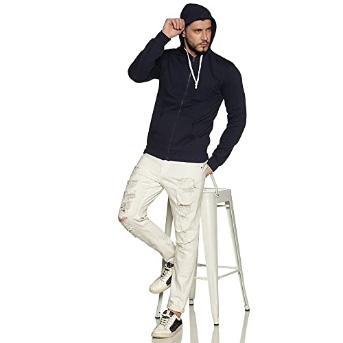 Image of CAHOOT Men's Zip-Front Hoodie with Contrast Drawstring for Casual Wear | Long Sleeve | Hooded Neck | Zipper Closure | Cotton Sweatshirt Crafted with Comfort Fit for Everyday Wear