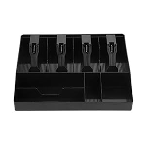 Cash Register Drawer Insert Tray 4 Bills/4 Coins Compartment for Supermarket Keep Money Organized Black(Black)
