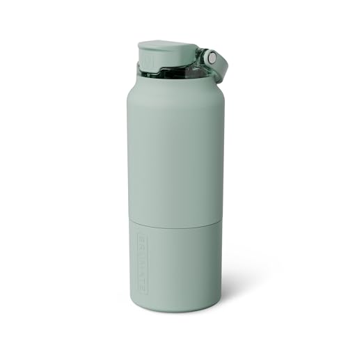 Image of BruMate Rise 35oz Water Bottle With 100% Leakproof Covered Silicone Straw | Insulated Stainless Steel Water Bottle With Removable Straw | Fast Flow | Soft Sip Silicone Spout | BPA-Free (Sage)