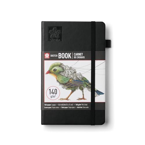 Sakura Sketchbook A5, Hardcover, 160 Pages, 5.1 x 8.3", Black, Cream Paper