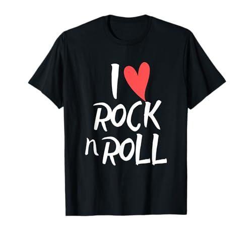 I Love Heart Rock N Roll Music pour garçons et Filles Fans de Rocker T-Shirt