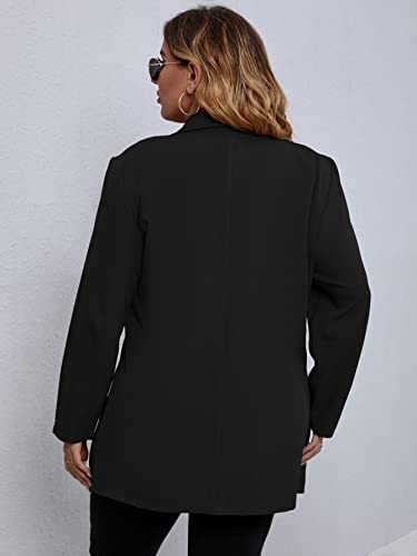 WDIRARA Women's Plus Size Button Front Long Sleeve Blazer Work Office Jacket2