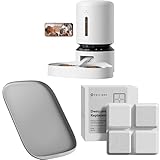 Bundle of PETLIBRO Automatic Cat Feeder with Camera for 2 Cats (Dual Tray, White) and 6 Packs Pet Food Desiccant Bag